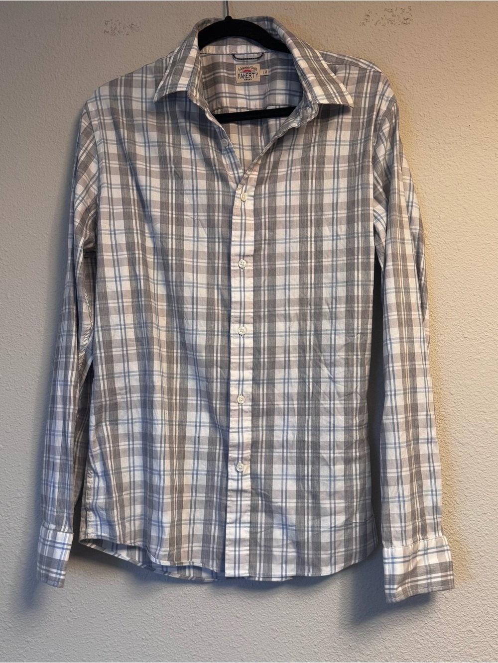 Faherty Men's Grey & White Plaid Button-Down Shirt